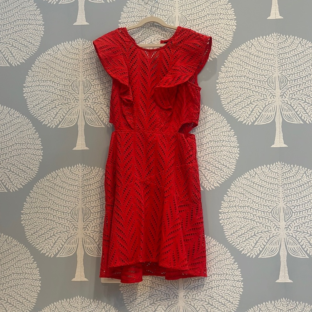 Bardot red eyelet cut out dress!